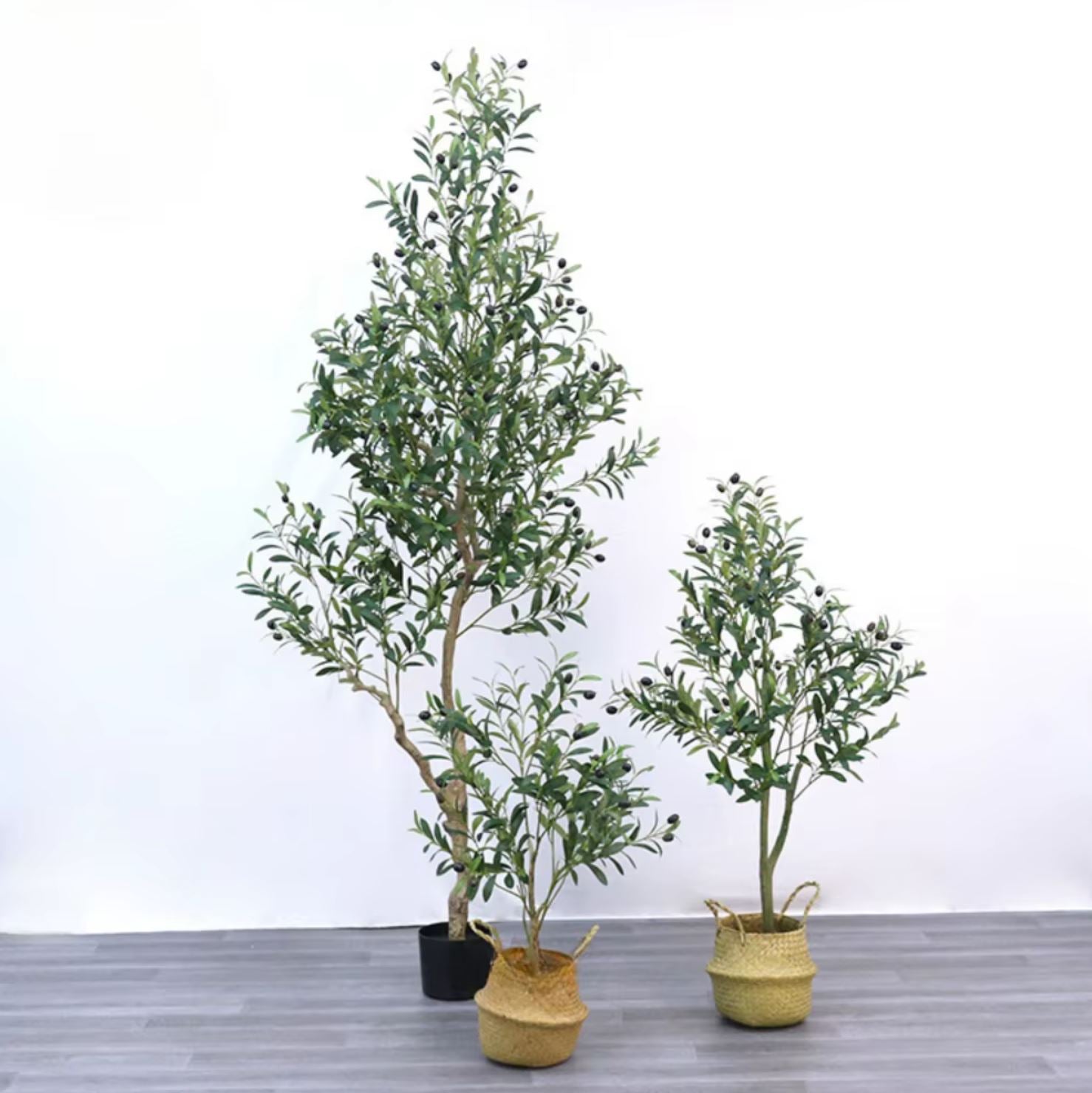 Realistic Artificial Olive Tree with Black Pot (Model E) 120 cm