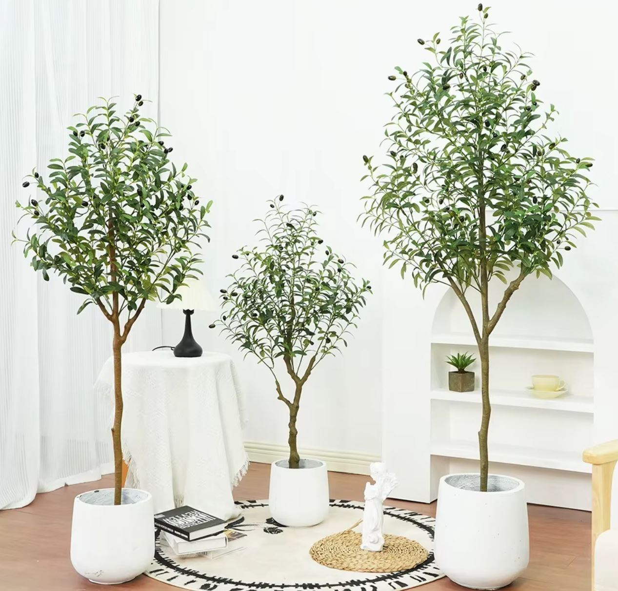 Realistic Artificial Olive Tree with Black Pot (Model E) 120 cm