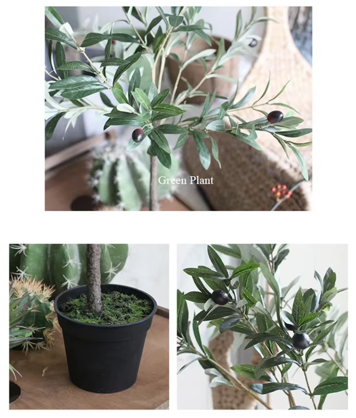 Realistic Artificial Olive Tree with Black Pot (Model A) 120 cm