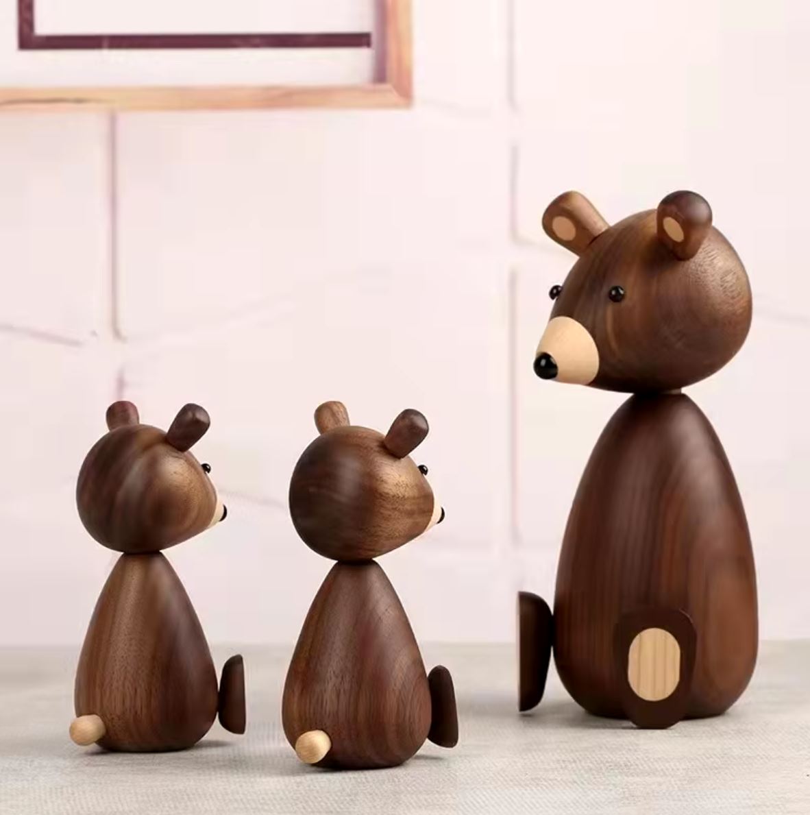 Nordic-Style Wooden Bear Statue 12 cm
