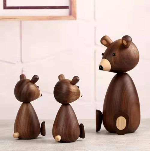 Nordic-Style Wooden Bear Statue 12 cm