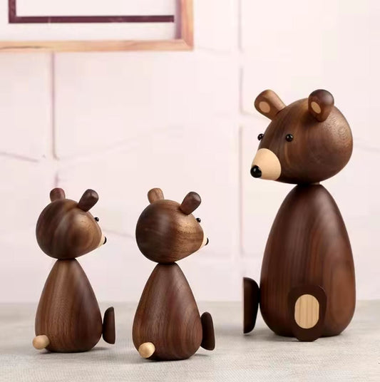 Nordic-Style Wooden Bear Statue 12 cm