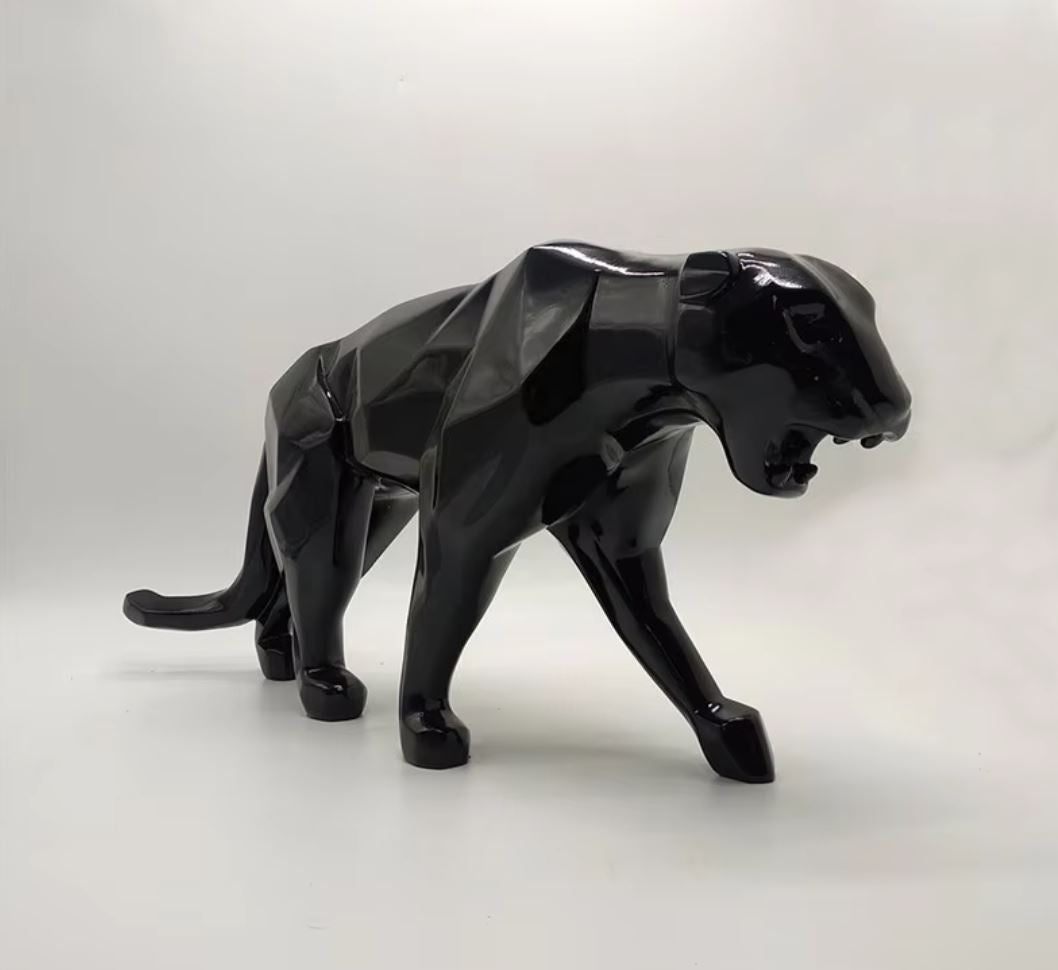 Black Origami Panther Statue in Resin 70 cm