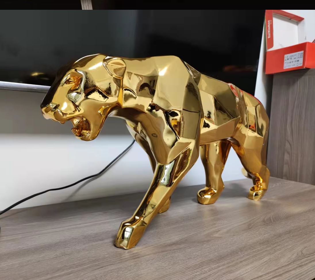 Gold Origami Panther Statue in Resin 70 cm