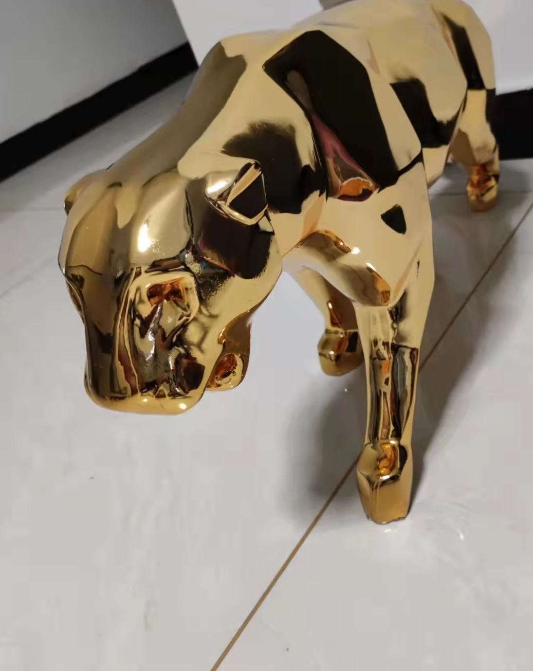 Gold Origami Panther Statue in Resin 70 cm