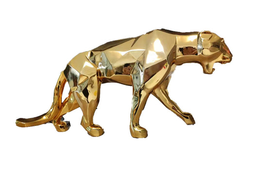 Gold Origami Panther Statue in Resin 70 cm