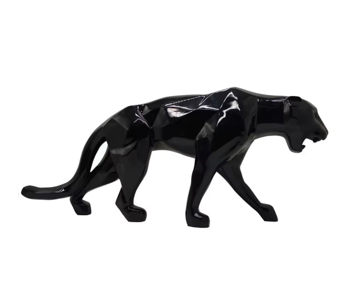 Black Origami Panther Statue in Resin 70 cm