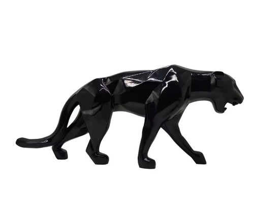 Black Origami Panther Statue in Resin 70 cm