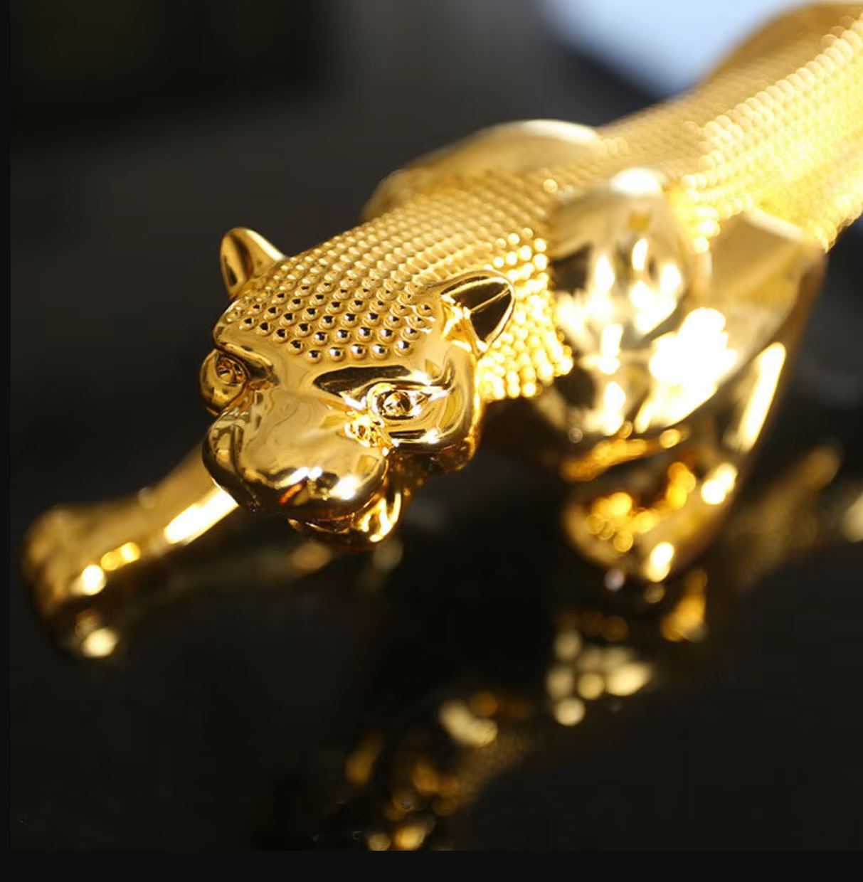 Gold Resin Panther Statuette 6 cm