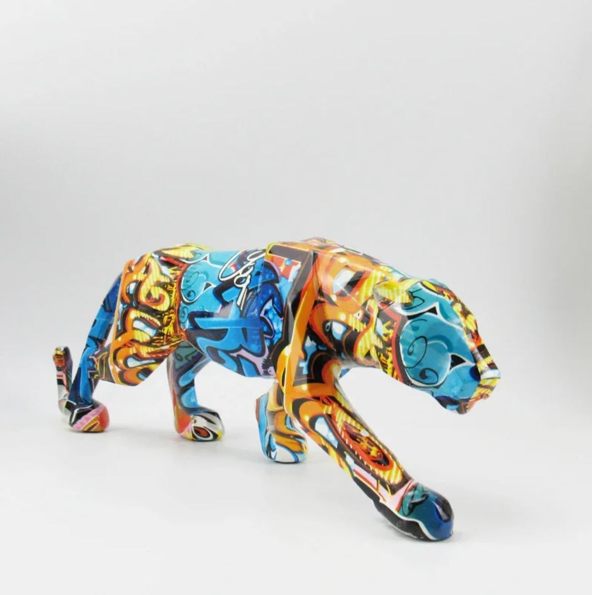 Panther Statue, Graffiti, Resin, 14 cm