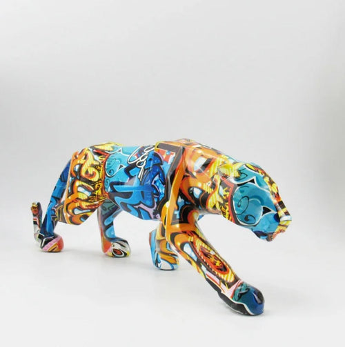 Panther Statue, Graffiti, Resin, 14 cm