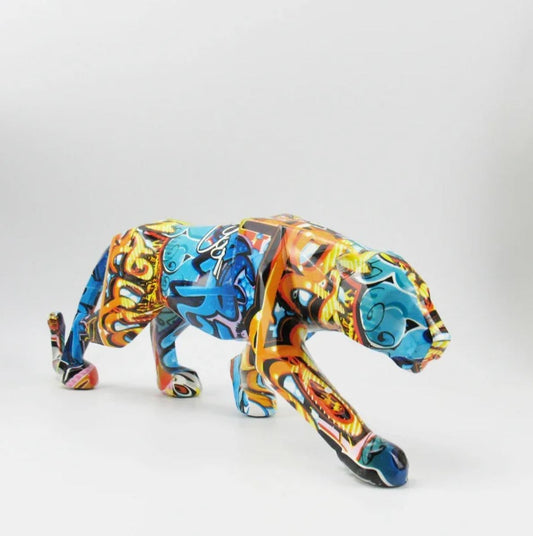Panther Statue, Graffiti, Resin, 14 cm
