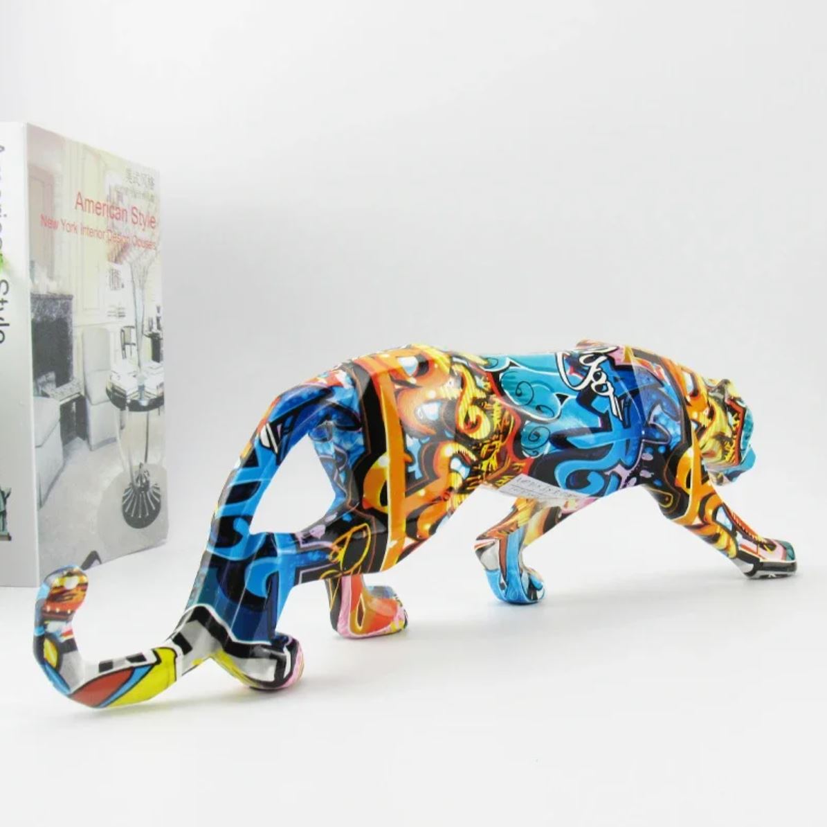 Panther Statue, Graffiti, Resin, 14 cm