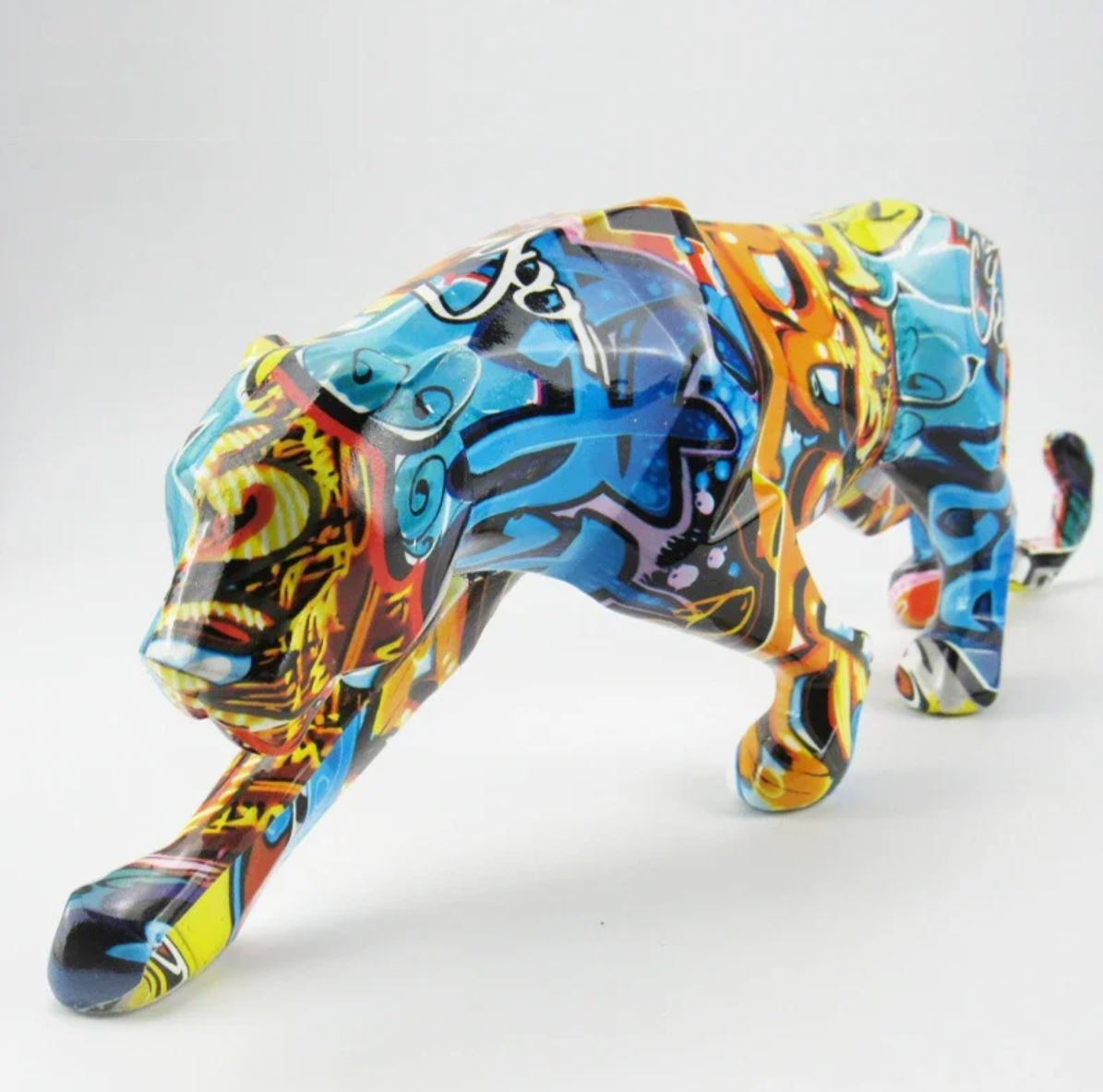 Panther Statue, Graffiti, Resin, 14 cm