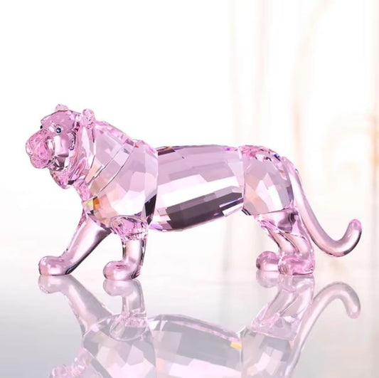 Panther Statuette, Pink Crystal, 6 cm