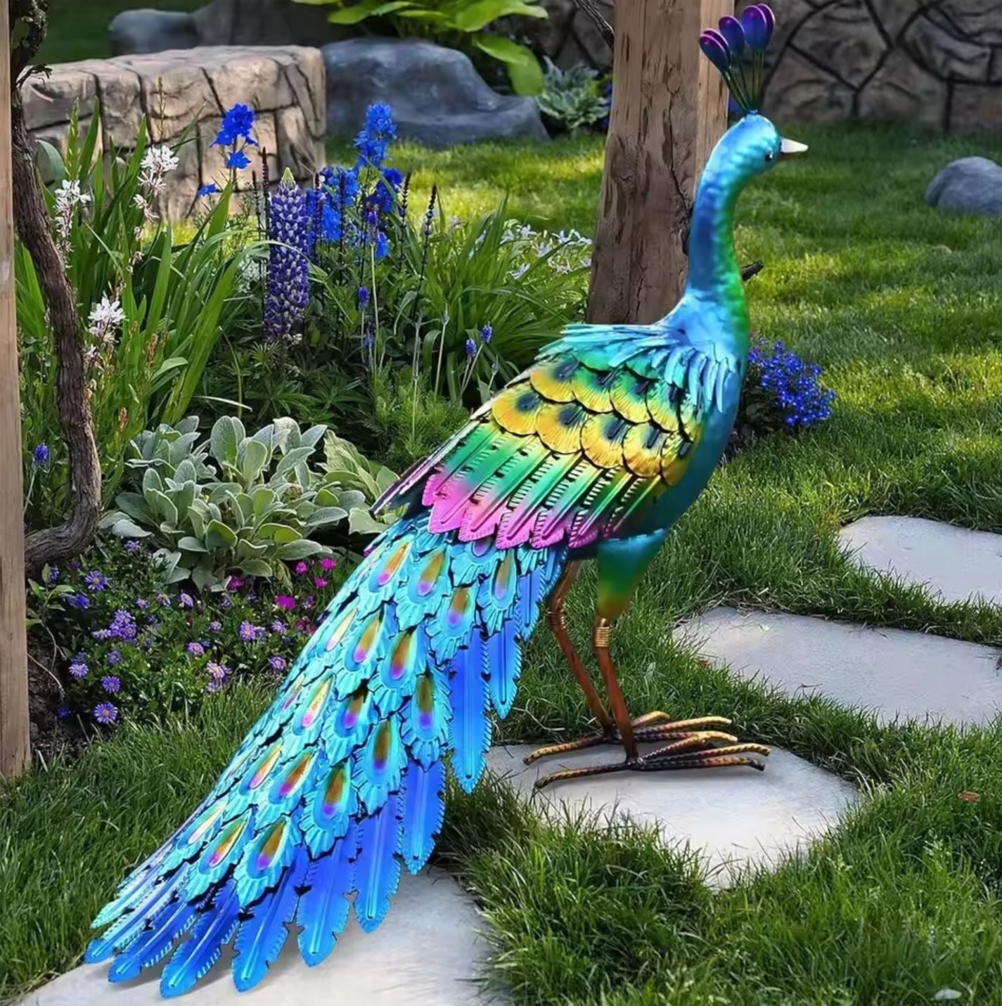 Metal Peacock Statue 45 cm