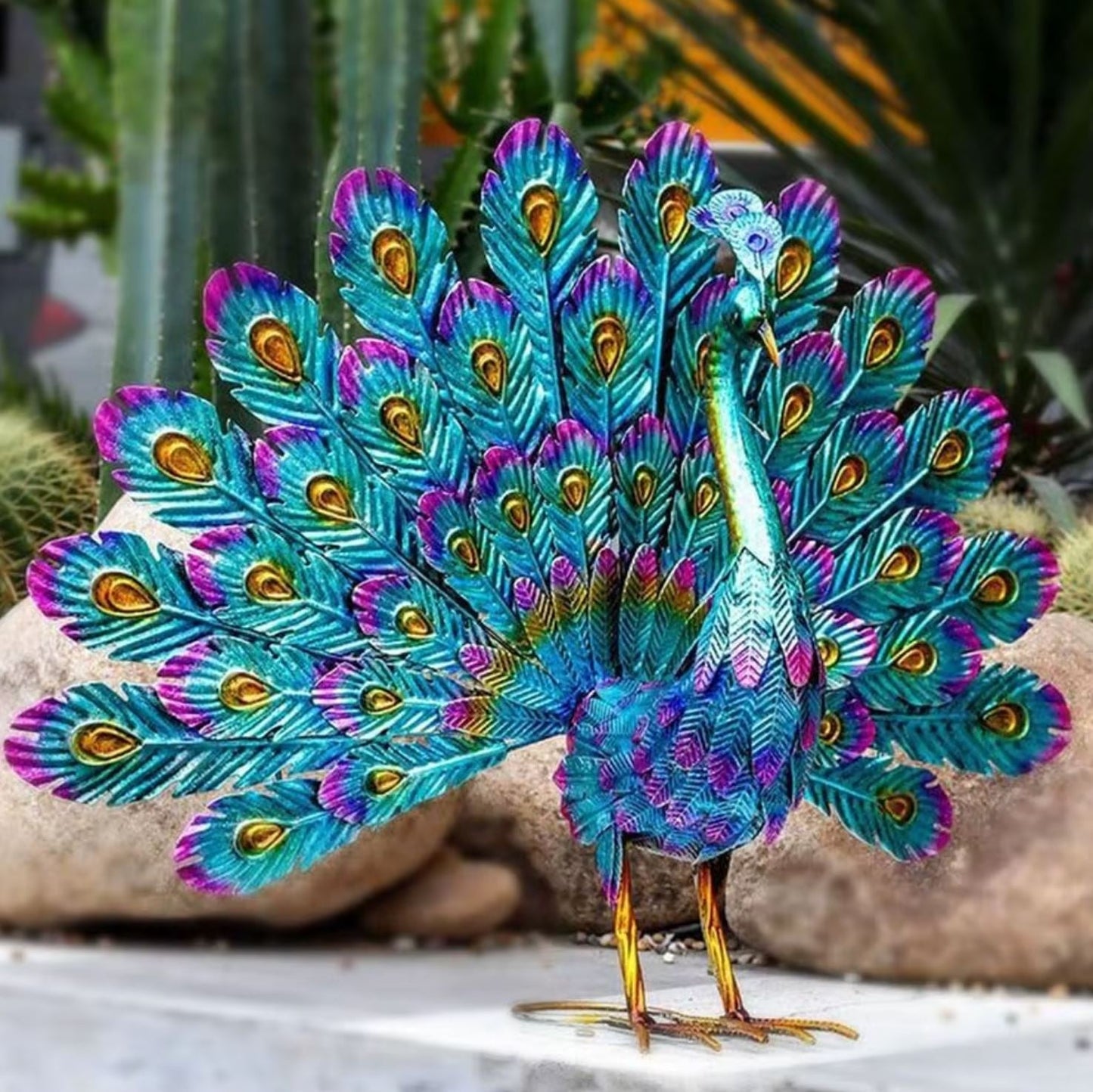 Metal Peacock Statue - 32 cm