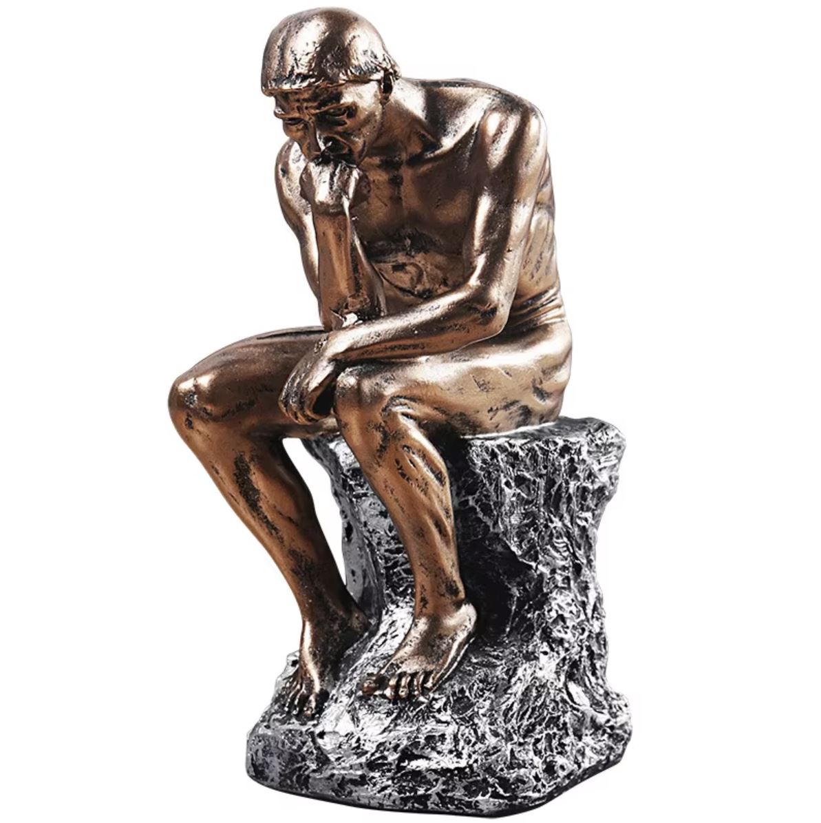 The Thinker by Rodin Statue, Bronze Effect, 24 cm