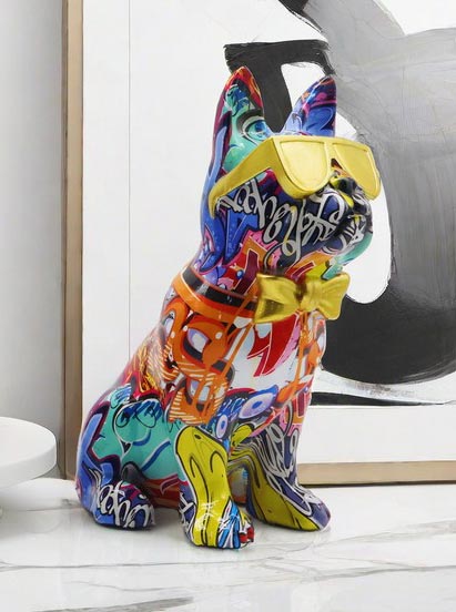 Bulldog Statue with Glasses, Pop Art, 25 cm