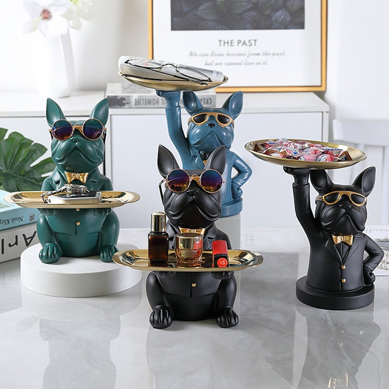 Bulldog Sculpture Table Tray and Piggy Bank