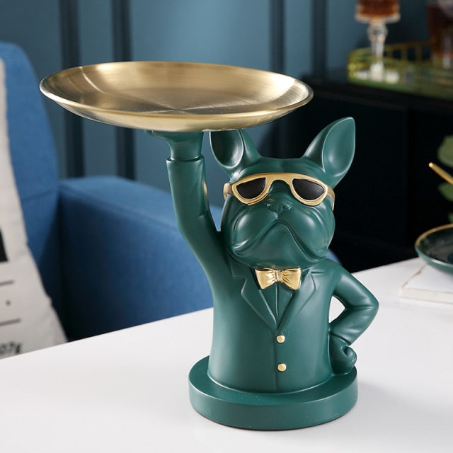 Bulldog Sculpture Table Tray and Piggy Bank
