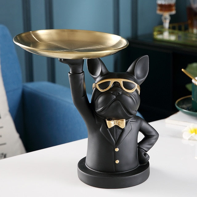 Bulldog Sculpture Table Tray and Piggy Bank
