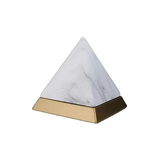 White & Gold Ceramic Pyramid Statue 14 cm