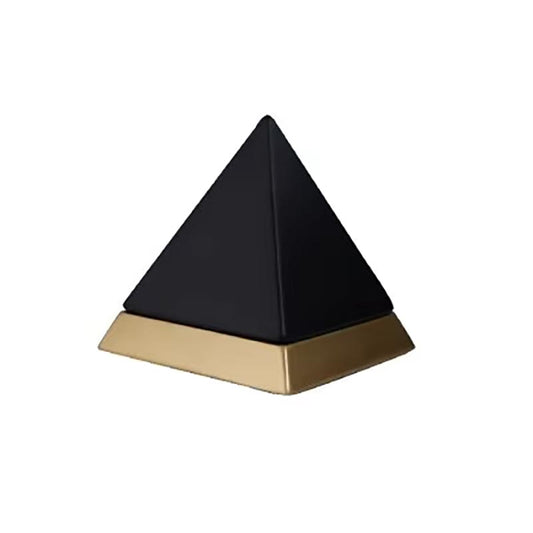 Black & Gold Ceramic Pyramid Statue 14 cm
