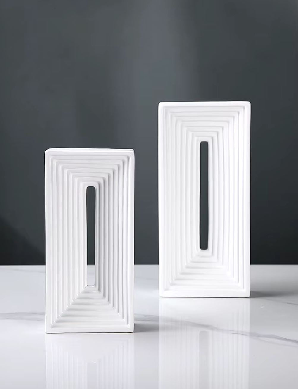 White Rectangle Ceramic Sculpture 30 cm