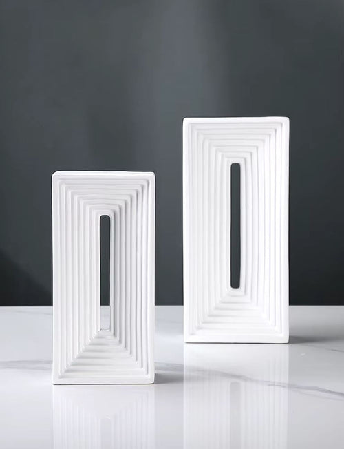 White Rectangle Ceramic Sculpture 30 cm