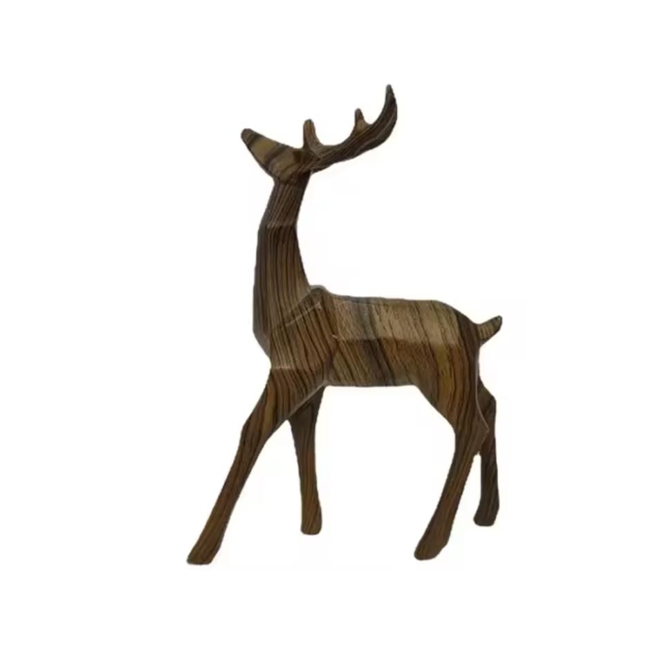 Origami Reindeer Statue in Wood 24 cm