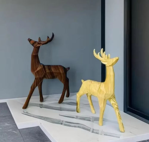 Origami Reindeer Statue in Wood 24 cm