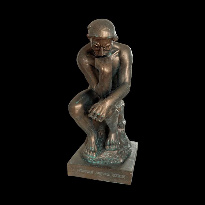 Man Statue <br/> The Thinker by Rodin, Bronze-Effect Reproduction, 20 cm