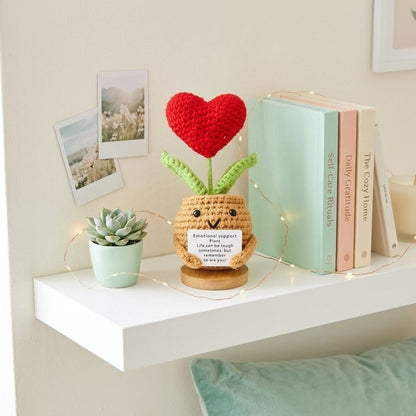 Handmade Emotional Support Plant With Red Heart