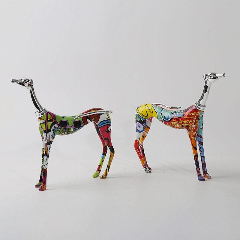 Dog Statue <br/> Multicolor Greyhound Sculpture