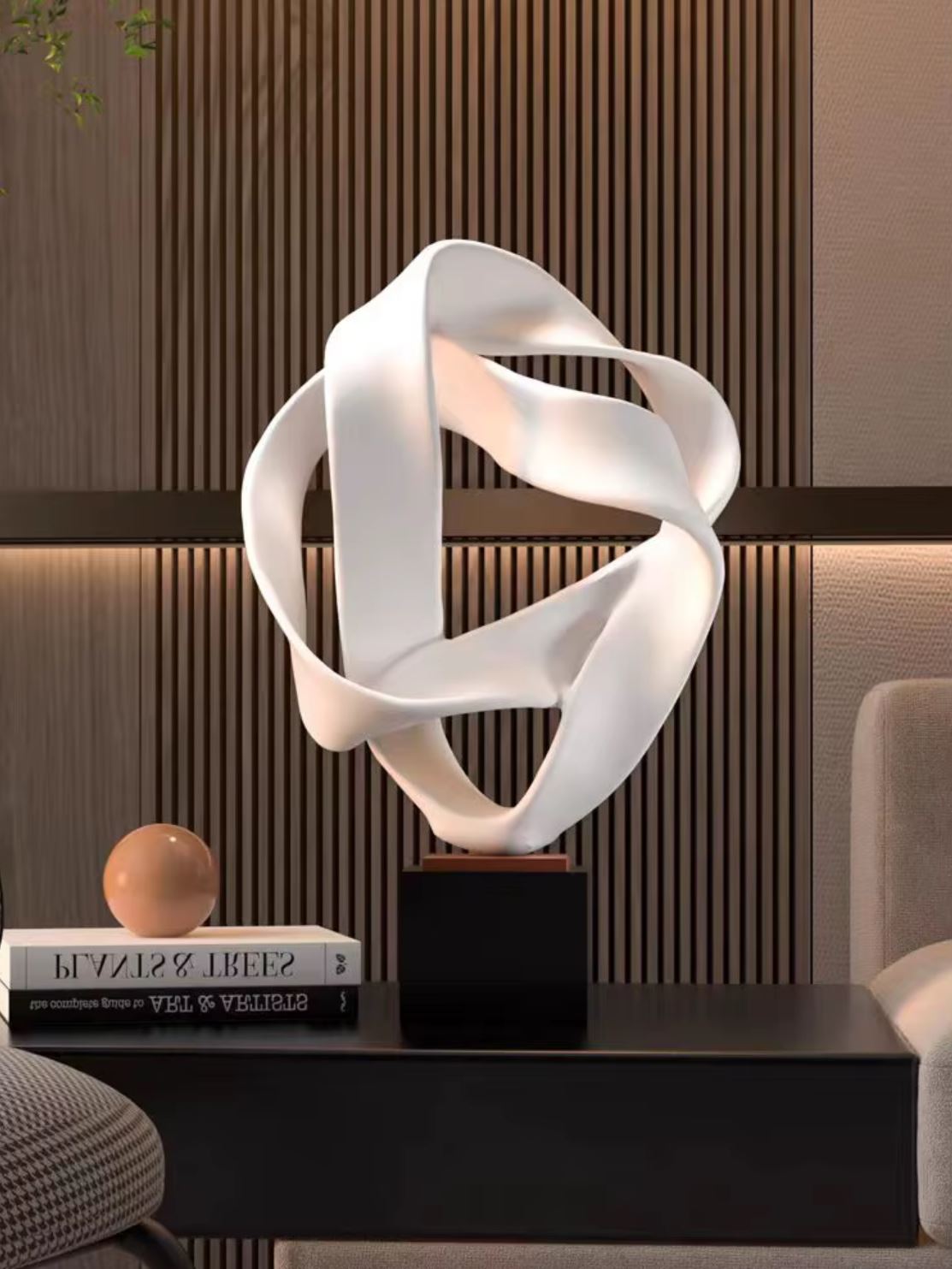 Minimalist White Geometric Abstract Sculpture 41 cm