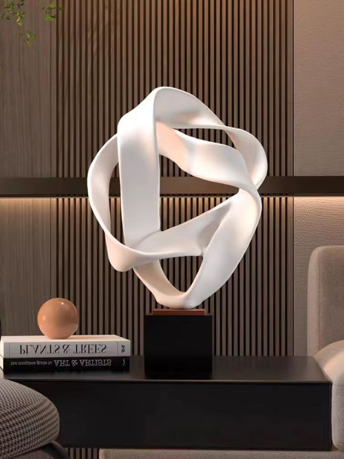 Minimalist White Geometric Abstract Sculpture 41 cm