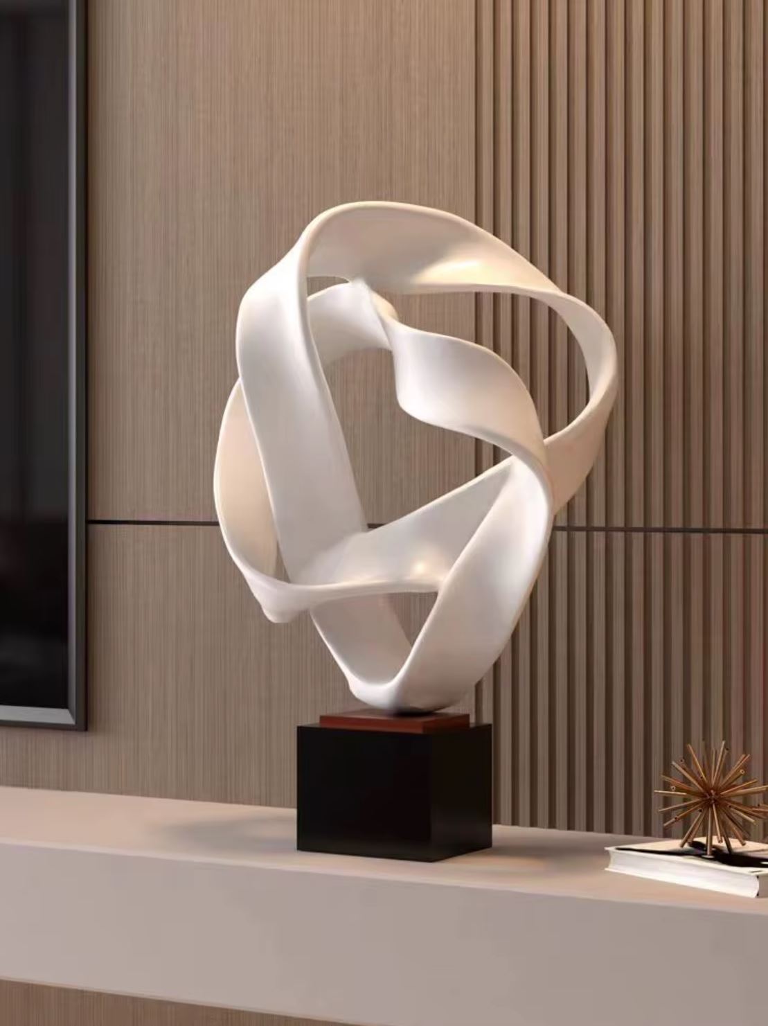 Minimalist White Geometric Abstract Sculpture 41 cm