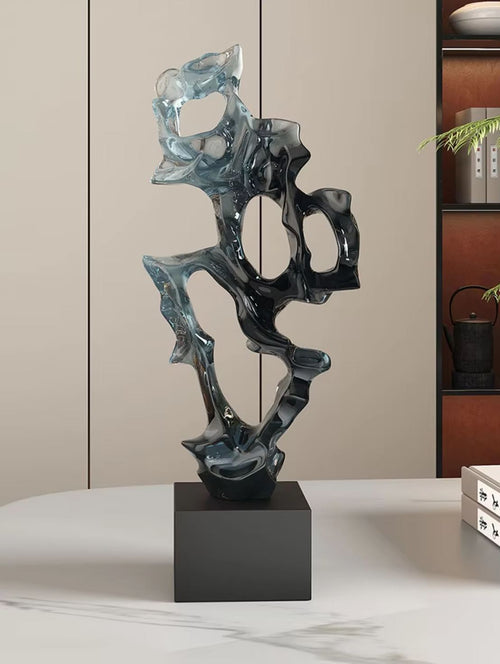 Transparent Blue Abstract Resin Sculpture 43 cm
