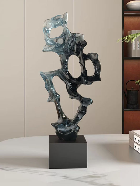 Transparent Blue Abstract Resin Sculpture 43 cm
