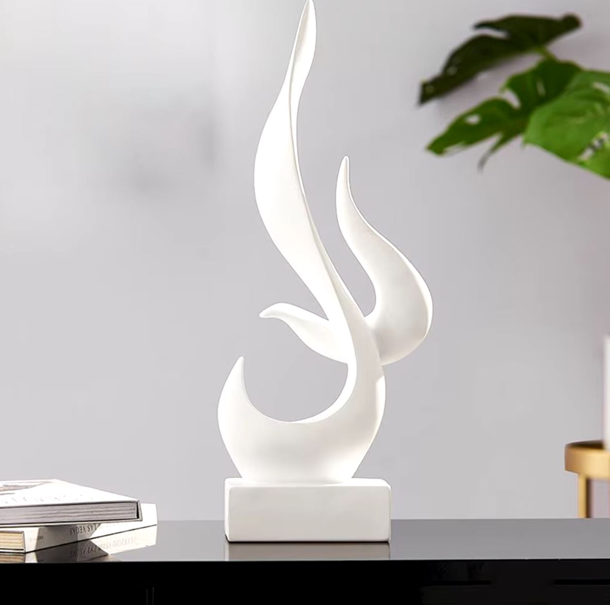 White Abstract Flame Sculpture 15 cm