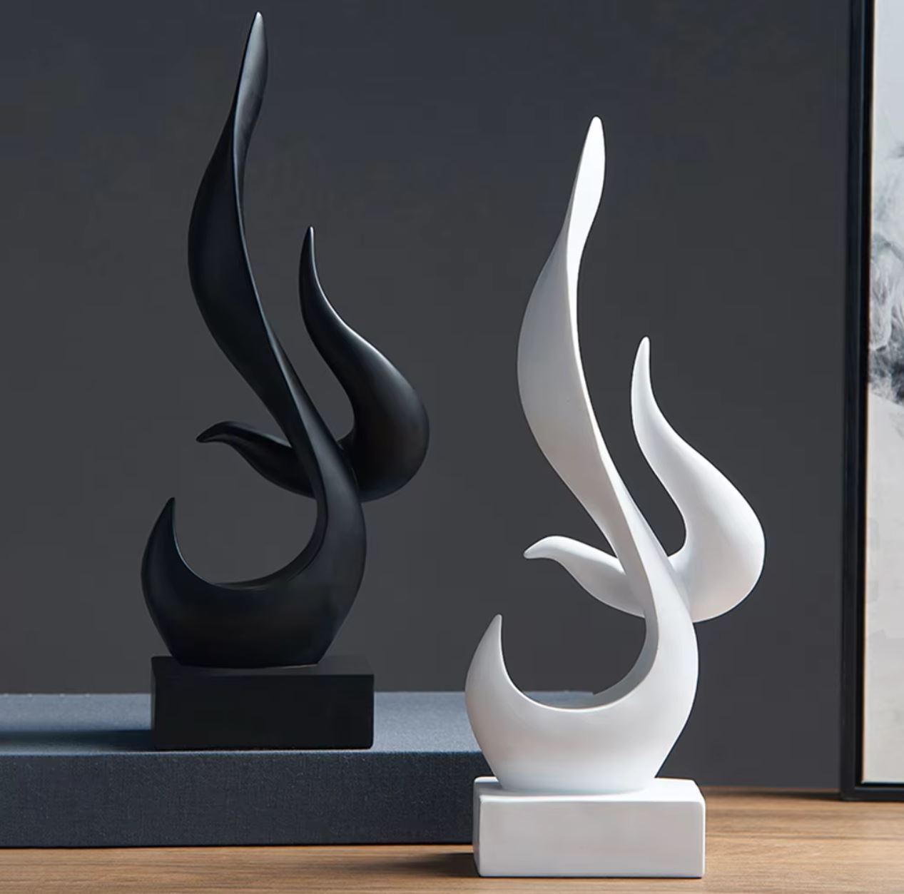 Black Abstract Flame Sculpture 15 cm
