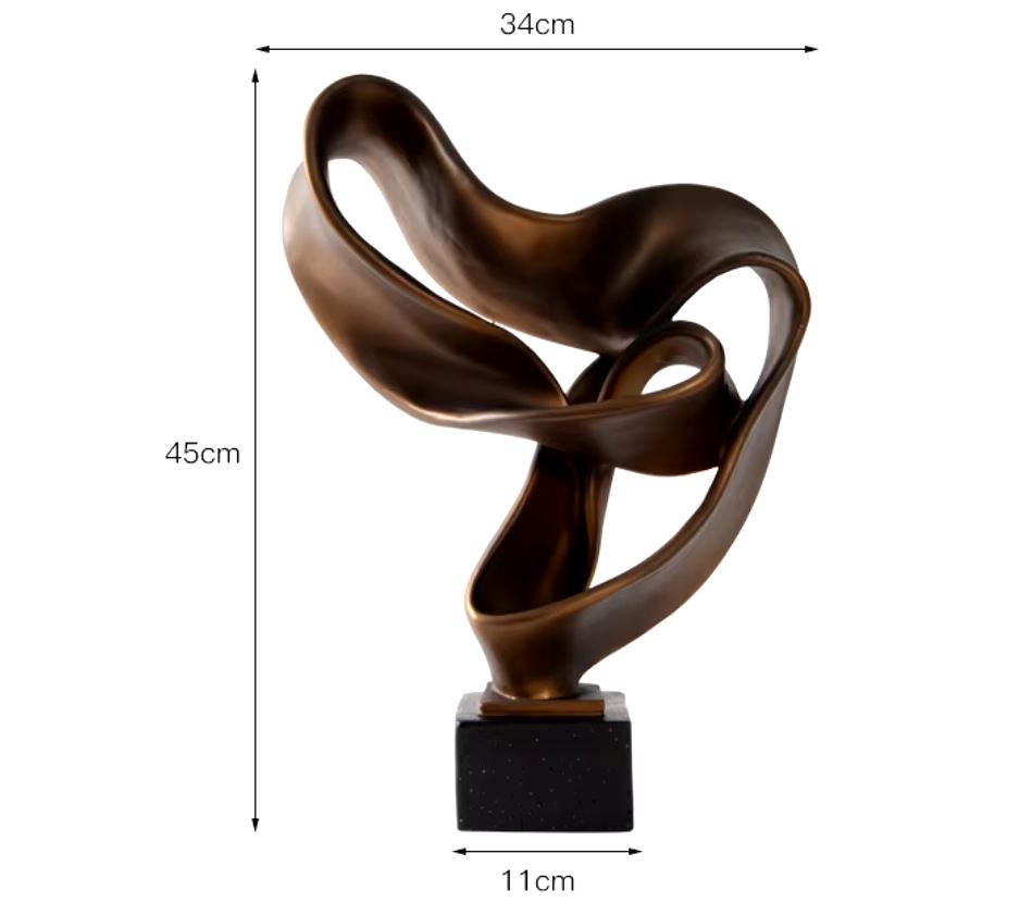 Bronze-Colored Abstract Resin Sculpture 45 cm