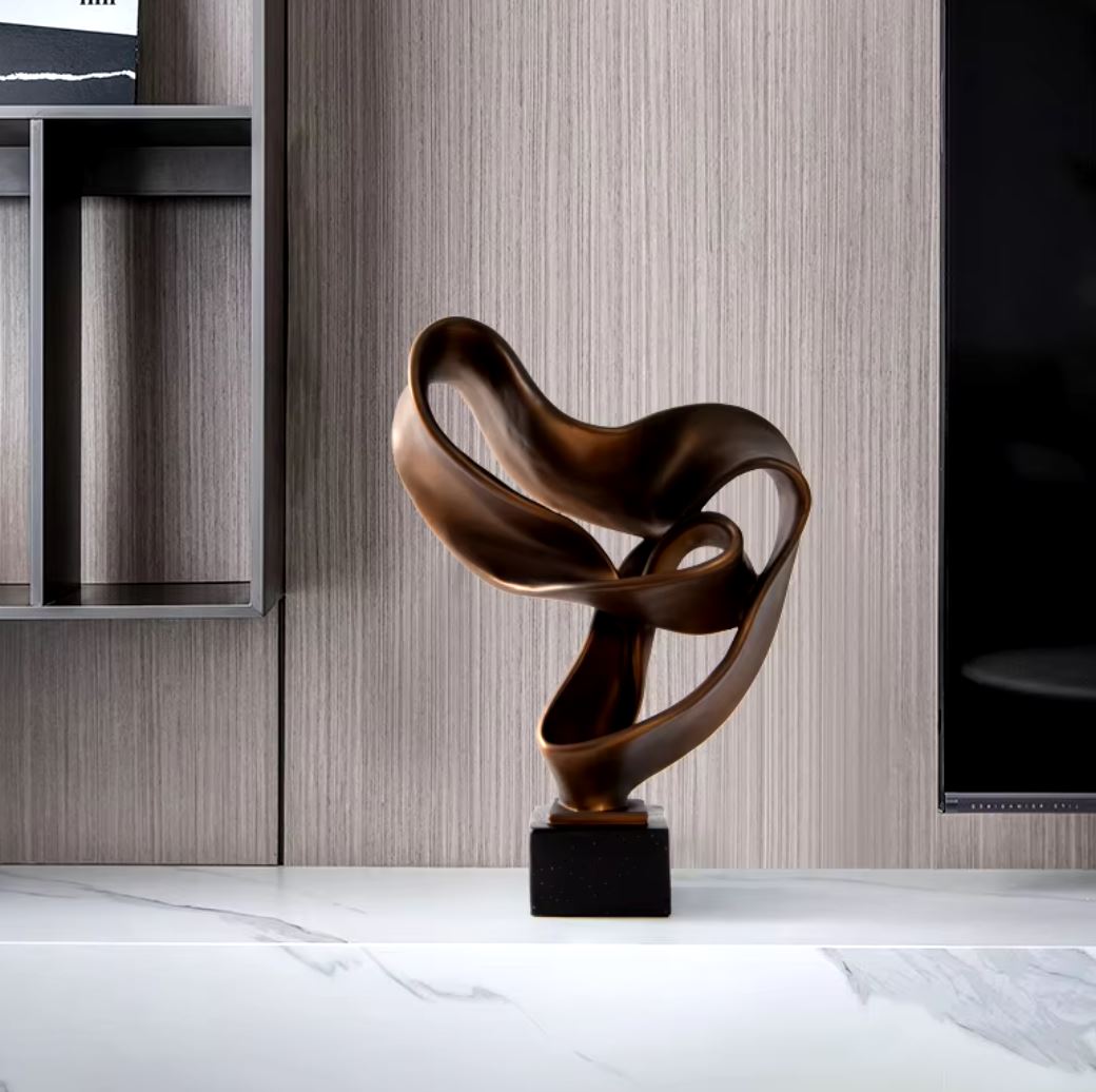 Bronze-Colored Abstract Resin Sculpture 45 cm