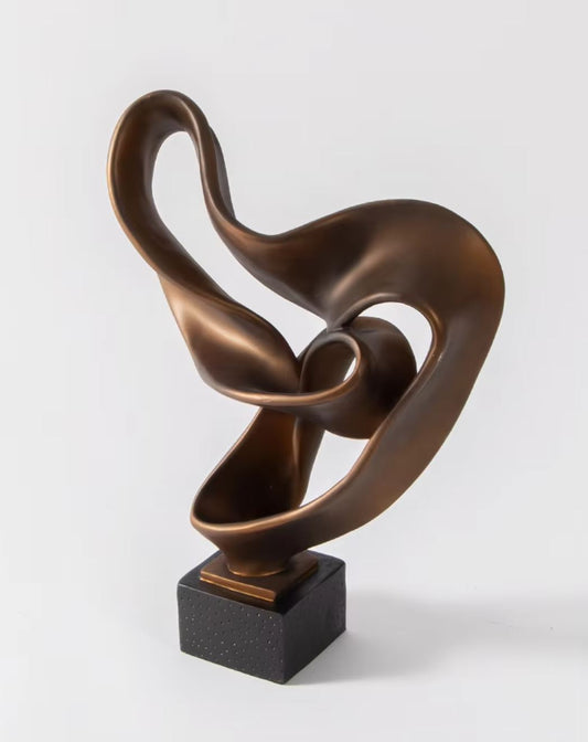 Bronze-Colored Abstract Resin Sculpture 45 cm