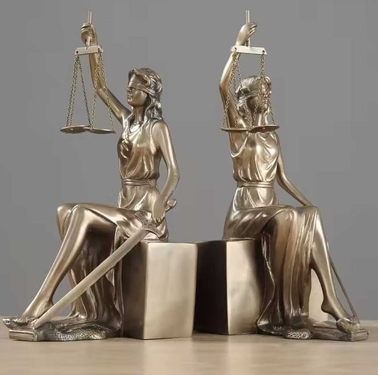 Justice Statue Bookends, Bronze Finish – Set of 2 Pieces - 26 cm