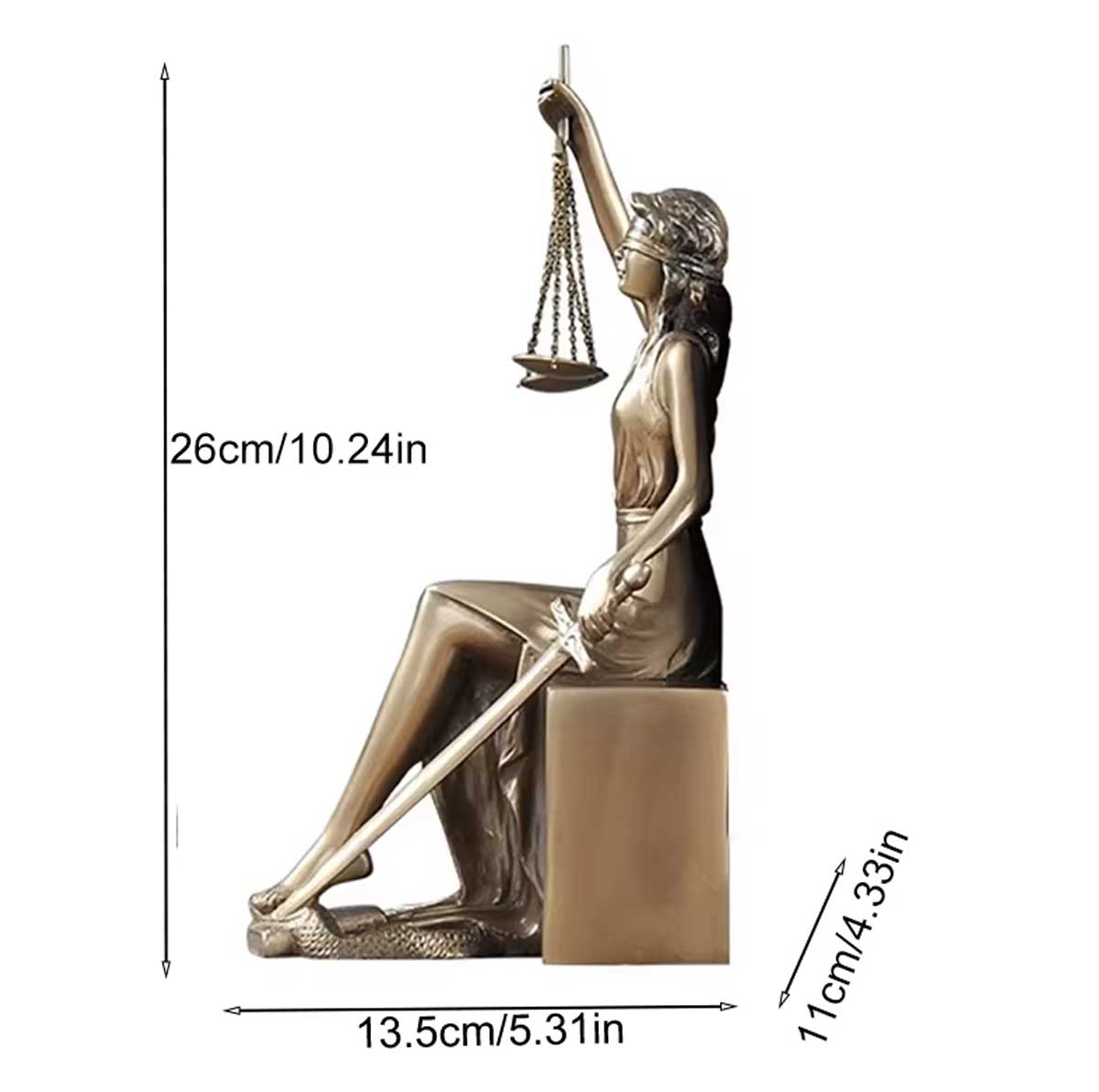 Justice Statue Bookends, Bronze Finish – Set of 2 Pieces - 26 cm
