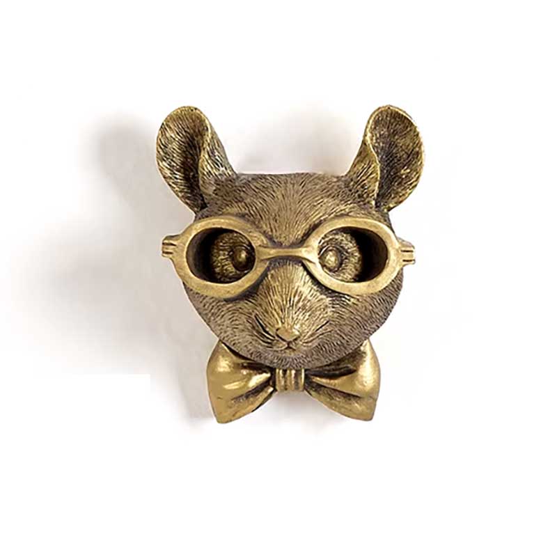 Gold Mouse Head Wall Statue 11 cm
