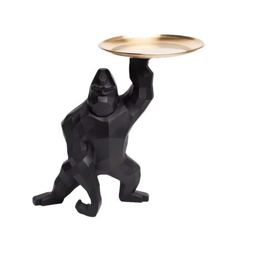 Black Gorilla Statue with Tray 33 cm