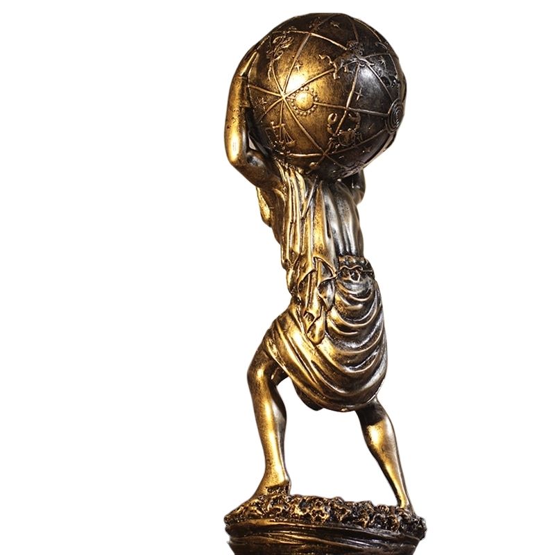 Atlas Carrying the World Statue, Bronze Effect, 27 cm